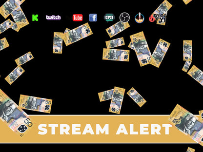 Aussie Tip Stream Alert Bundle - 6 Full Screen Animated Overlays for Australian Donations - Transparent Background - Instant Download