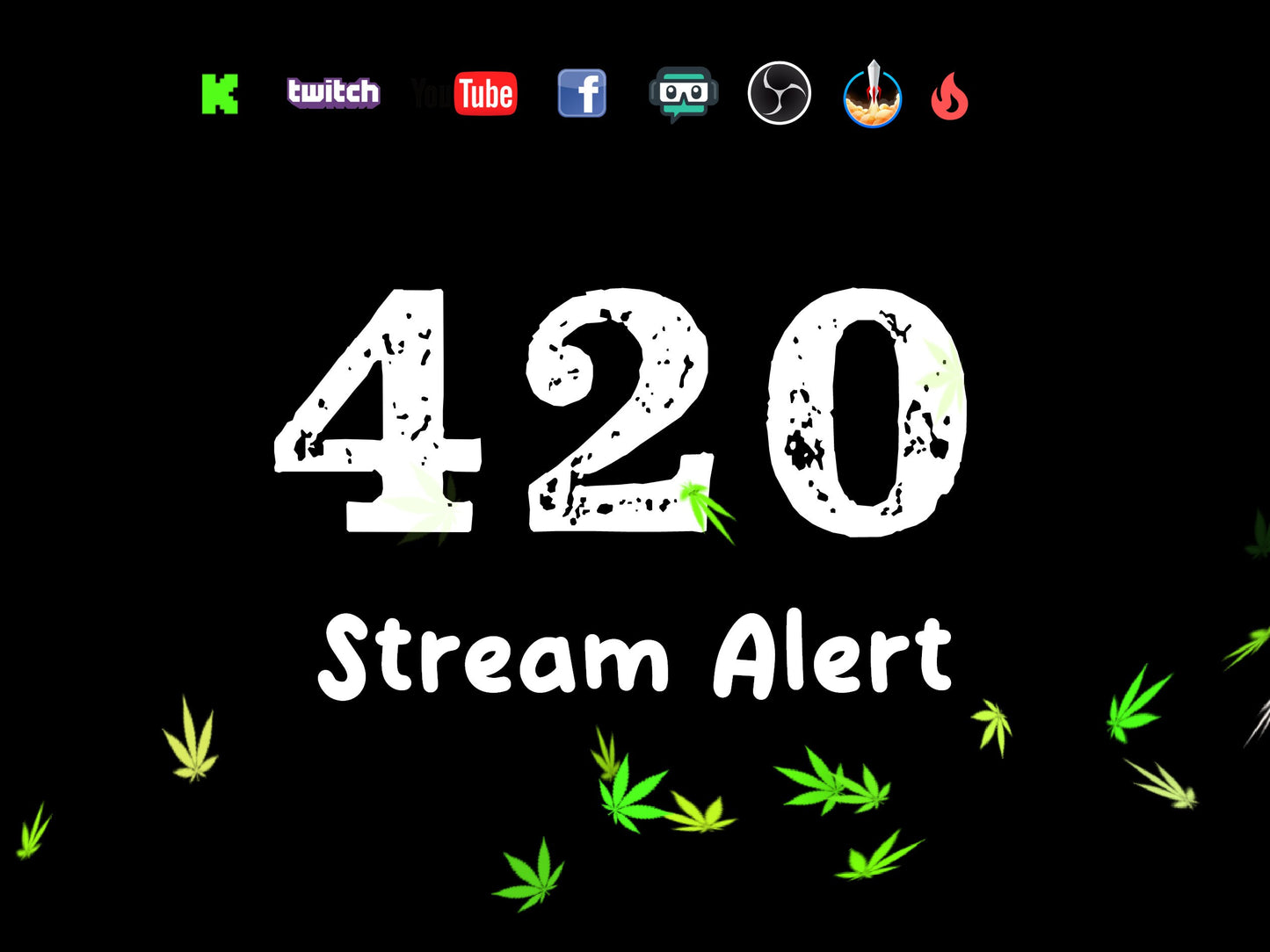 Floating Weed Animated Overlay - Cannabis Stream Alert - 1920x1080 Full Screen 420 Video Overlay w Transparent Background - Instant Download