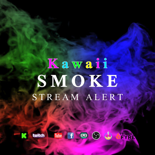 Kawaii Smoke Stream Alert - Full Screen Animated Overlay with Transparent Background - 1920x1080 - Instant Download - Cute Rainbow Effect