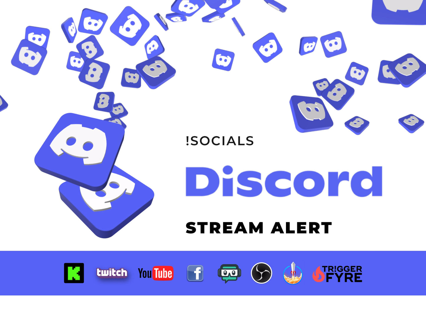 Discord Logo Stream Alert - !Socials Full Screen Animation with Transparent Background - 1920x1080 - Instant Download - Animated OBS Overlay