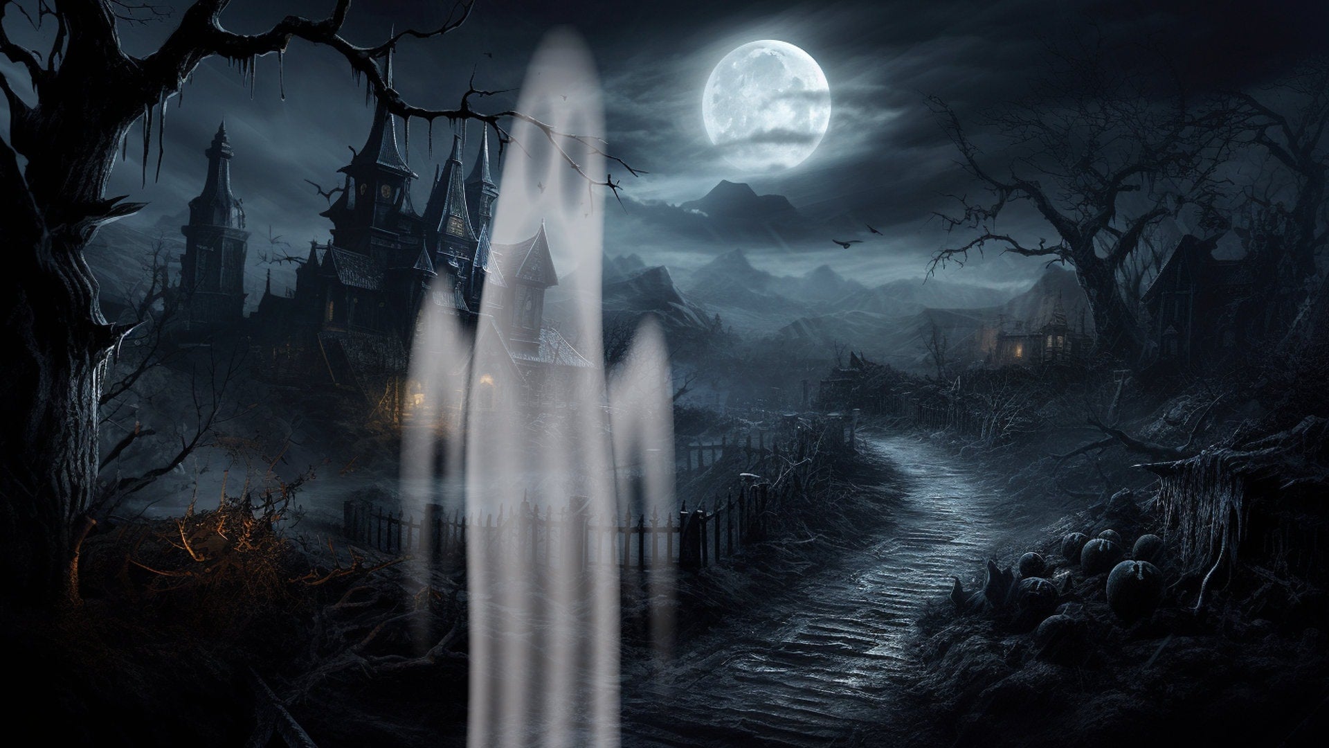 Ghosts Stream Alert - Spooky Animated Halloween Overlay w/ Transparent Background - Full Screen Ghost Animation - Horror - Instant Download