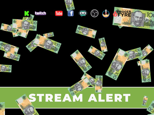 Aussie 100 Donation Stream Alert - Australian Hundred Dollar Tip Rain - Full Screen Overlay with Transparent Background - Instant Download