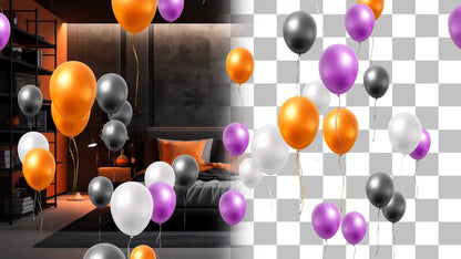 Halloween Party Stream Alert - Animated Floating Balloons w Transparent Background - Instant Download - Full Screen Spooky Balloon Effect