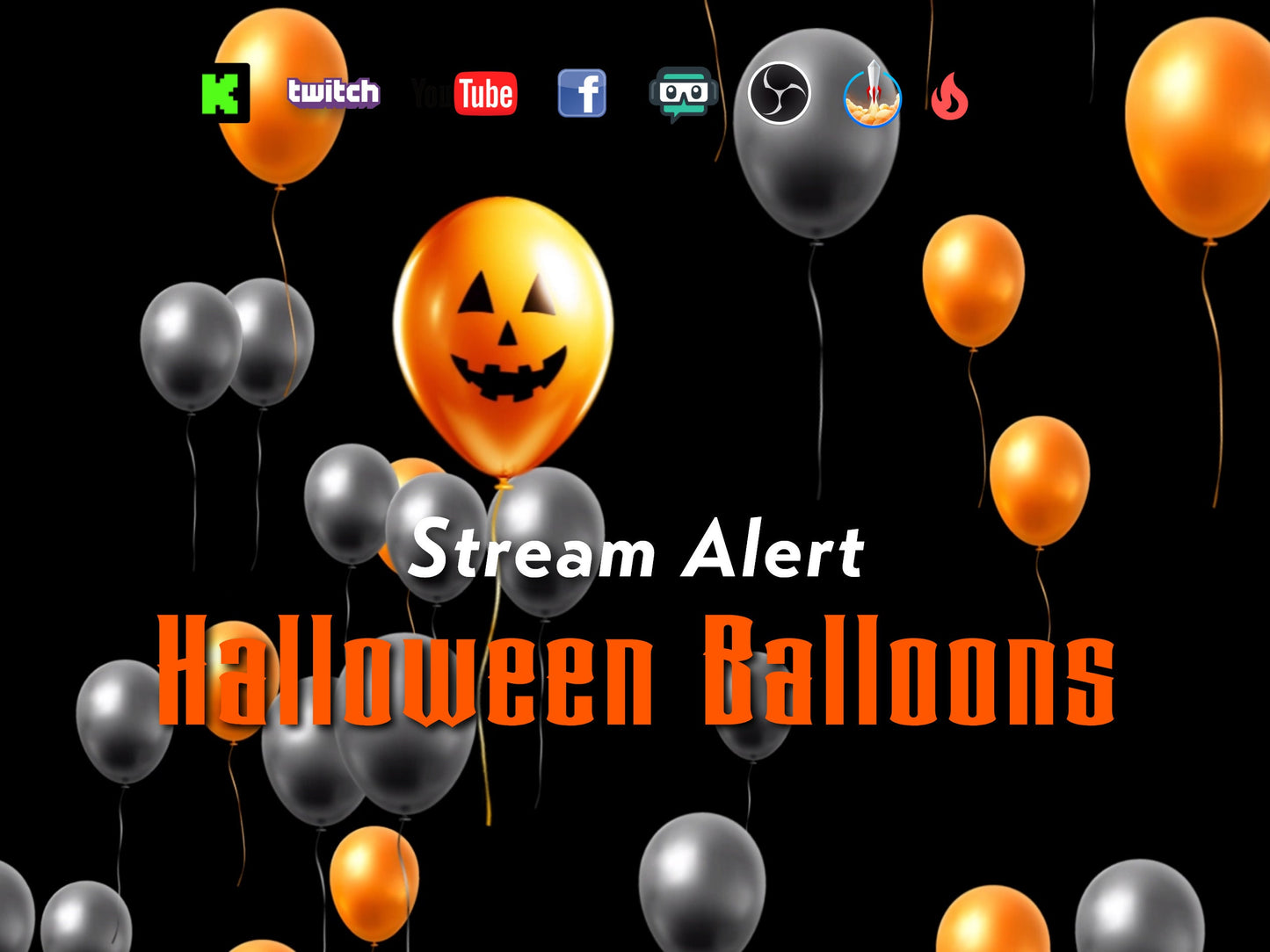 Halloween Balloons Stream Alert - Animated Spooky Overlay with Transparent Background - Full Screen 1920x1080 - Instant Download - Scary Fun