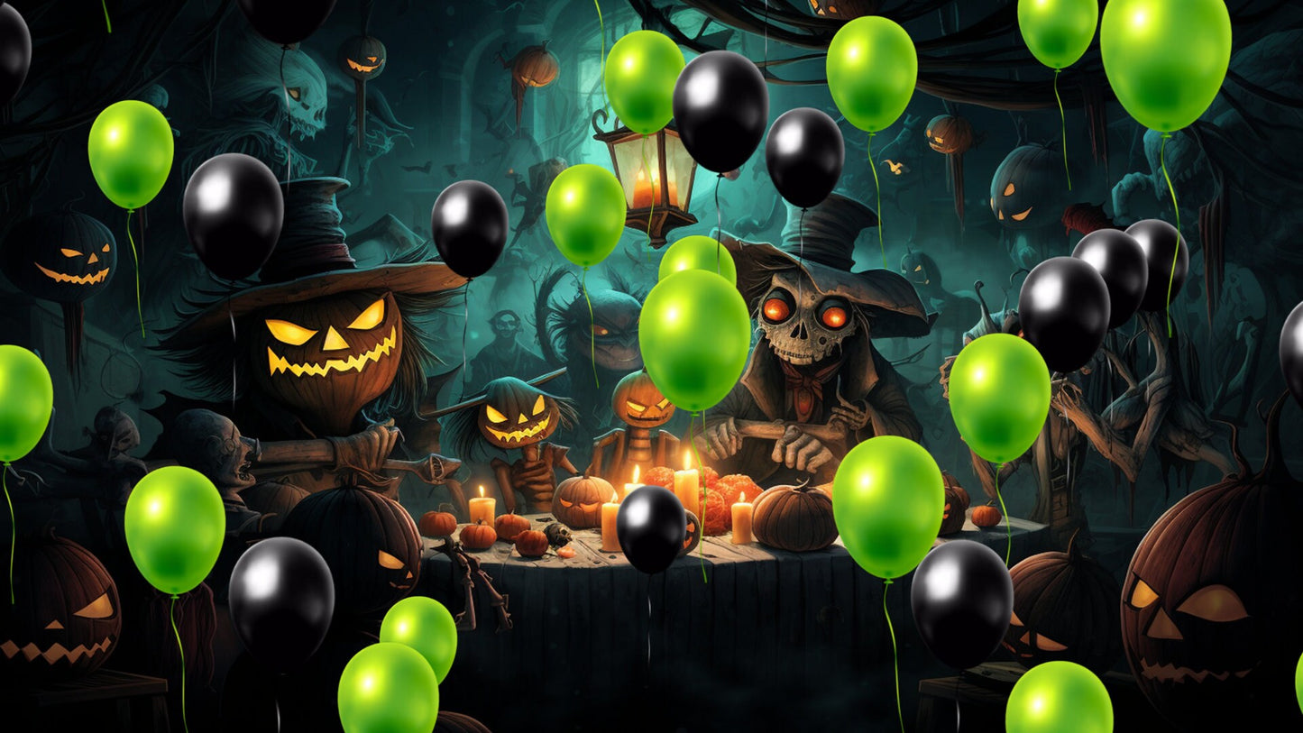 Spooky Balloon Party Stream Alert - Animated Floating Balloons w Transparent Background - Full Screen Overlay - 1920x1080 - Instant Download