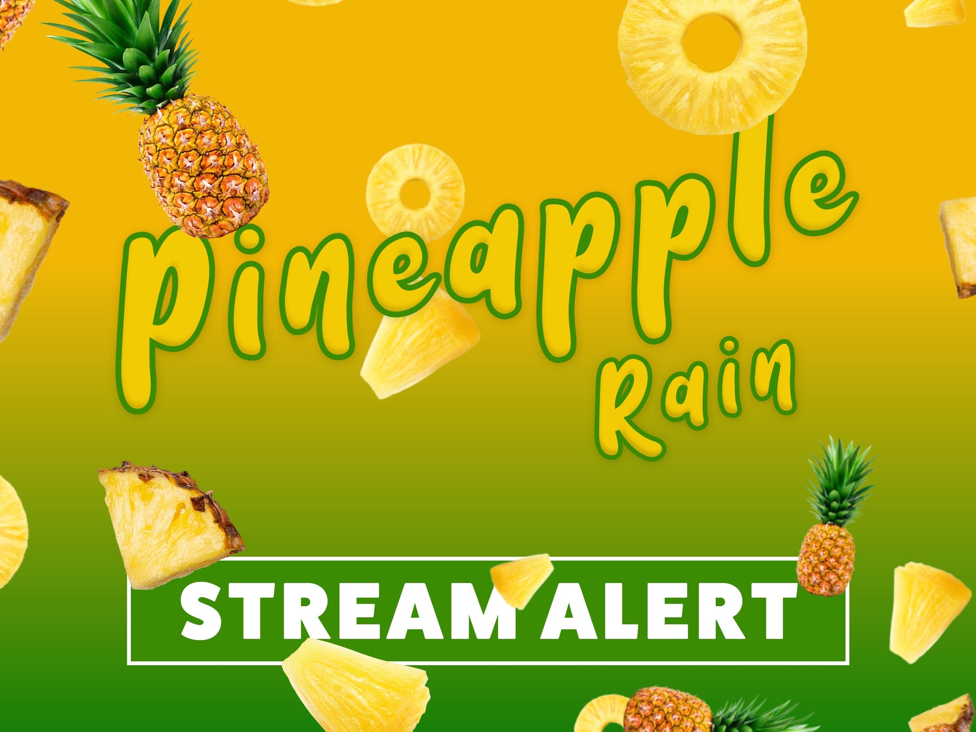 Pineapple Rain Stream Alert - Tropical Fruit Shower - Animated Overlay w/ Transparent Background - Full Screen 1920x1080 - Instant Download