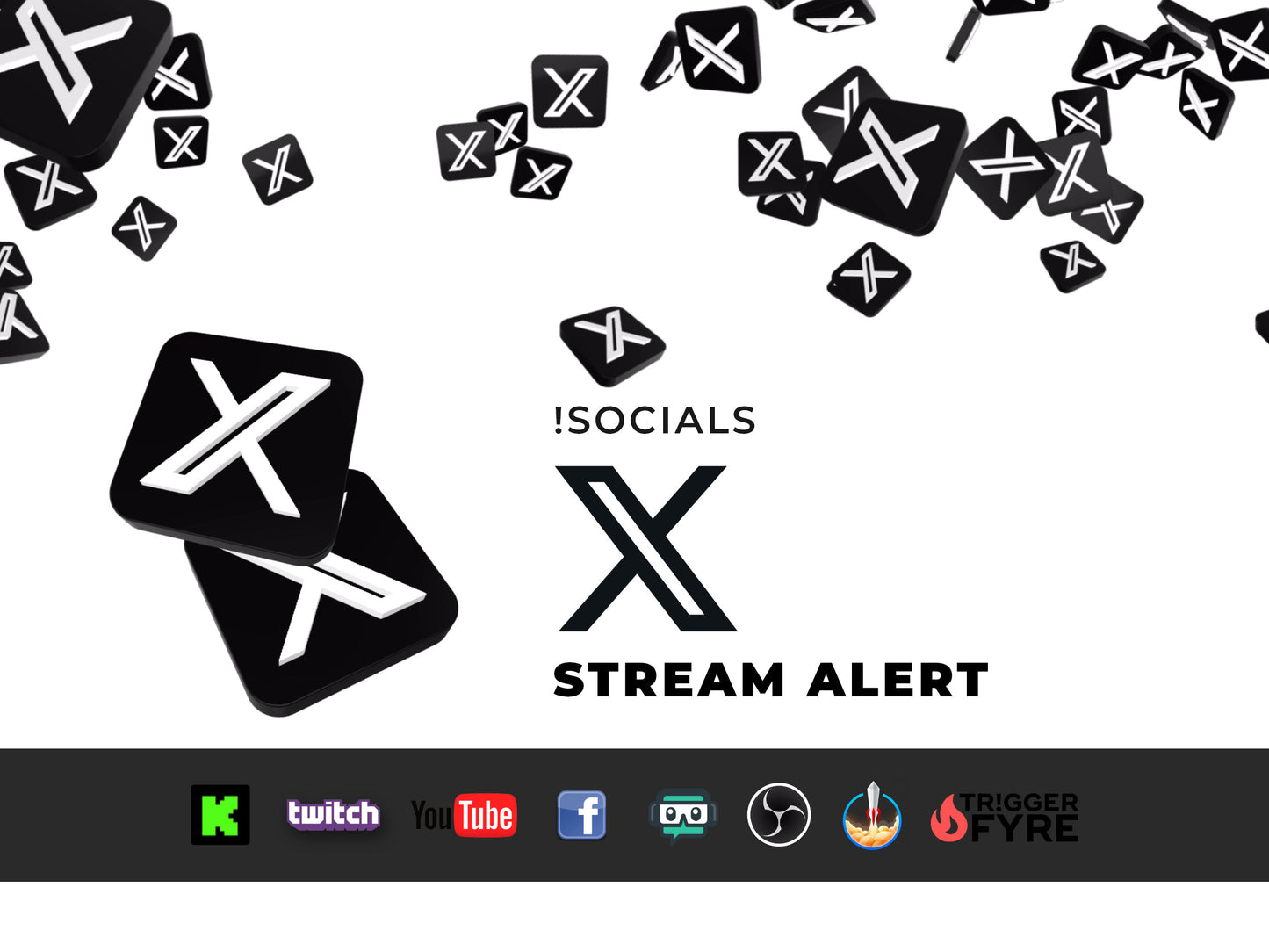 X Logo Stream Alert - !Socials Animation w Transparent Background - 1920x1080 Full Screen - Instant Download - Animated OBS Twitter Overlay