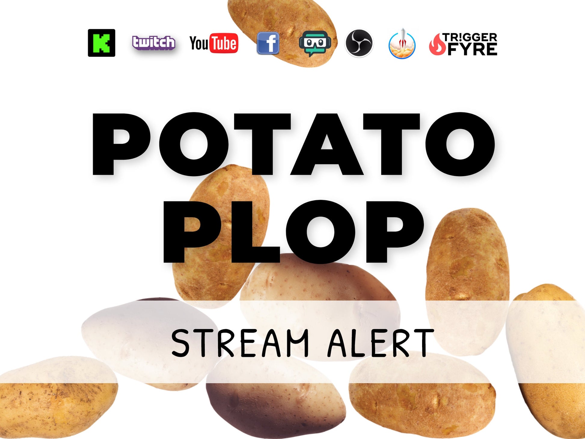 Potato Plop Stream Alert - Full Screen Spud Shower - 1920x1080 Animated Overlay with Transparent Background - Instant Download - Food Effect