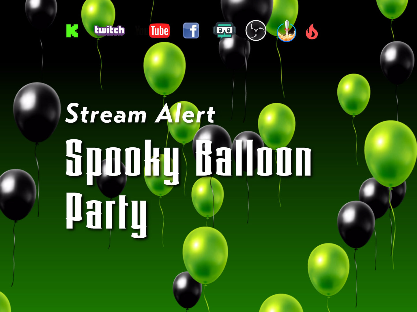 Spooky Balloon Party Stream Alert - Animated Floating Balloons w Transparent Background - Full Screen Overlay - 1920x1080 - Instant Download