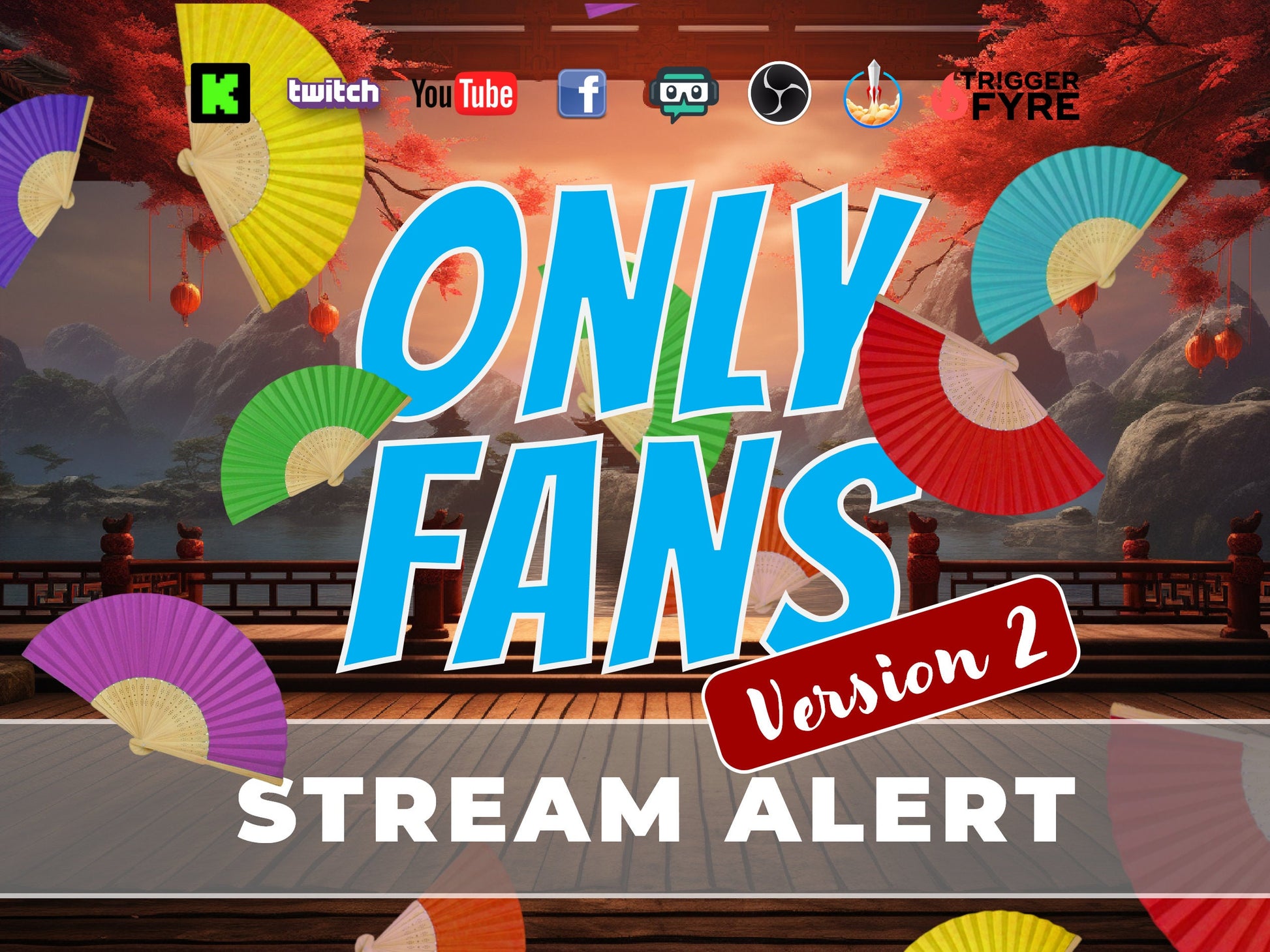 Only Fans Colorful Stream Alert - Full Screen Animated Overlay with Transparent Background - 1920x1080 - Instant Download - Rainbow Fan Drop