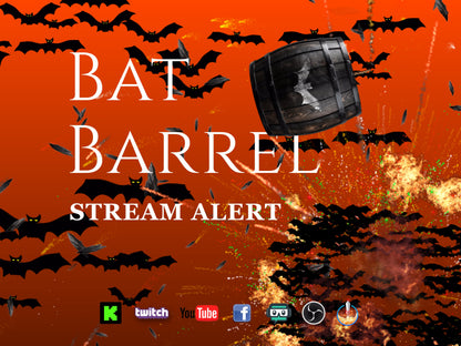 Bat Barrel Stream Alert - Full Screen Spooky Animated Overlay w/Transparent Background - Halloween Animation - Instant Download - 1920x1080