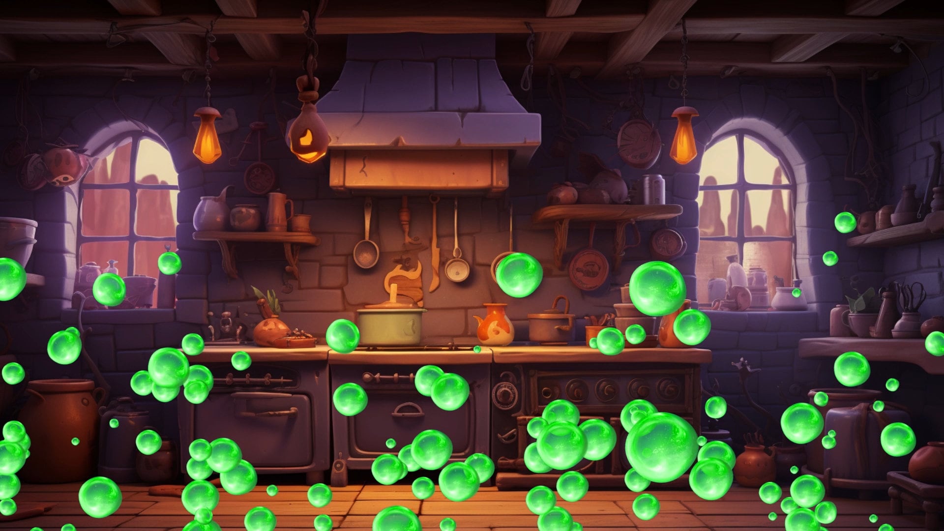 Toxic Bubbles Stream Alert - Animated Halloween Overlay w/Transparent Background - 1920x1080 Full Screen - Instant Download - Witch Cauldron