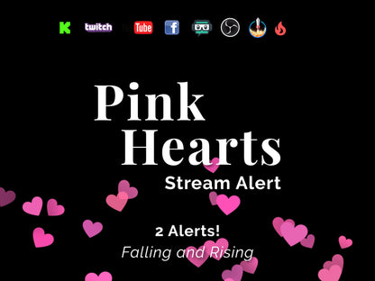 Pink Hearts Stream Alert - Full Screen Animated Overlay w Transparent Background - 1920x1080 - Instant Download - Cute New Follower Effect