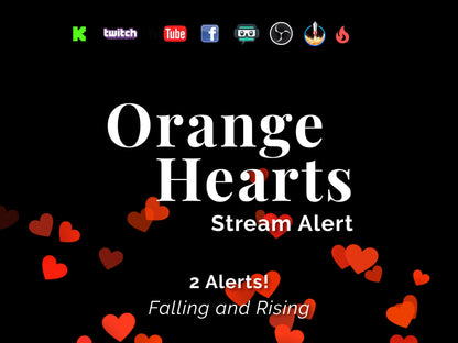 Orange Hearts Stream Alert - Full Screen 1920x1080 Animated Overlay w Transparent Background - Instant Download - Tutorial for Use Included