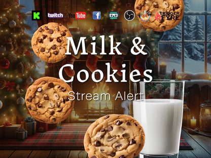 Milk & Cookies Stream Alert - Full Screen Animated Overlay w Transparent Background - 1920x1080 Holiday Effect - Instant Download - Ho Ho Ho