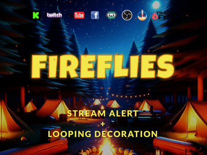 Fireflies Effect - Stream Alert & Looping Decoration - Full Screen Animated Overlay w Transparent Background - 1920x1080 - Instant Download