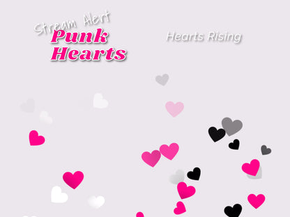 Punk Hearts Stream Alert - Animated Overlay with Transparent Background - 1920x1080 Full Screen - Fun New Follower Effect - Instant Download