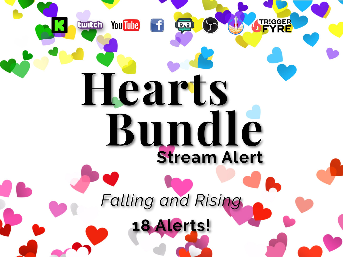 Hearts Stream Alerts Bundle - 18 Full Screen Animated Overlays with Transparent Background - Instant Download - 1920x1080 - Easy To Use!