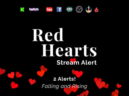 Red Hearts Stream Alert - Full Screen Animated Overlay w Transparent Background - 1920x1080 - Instant Download - Tutorial For Use Included