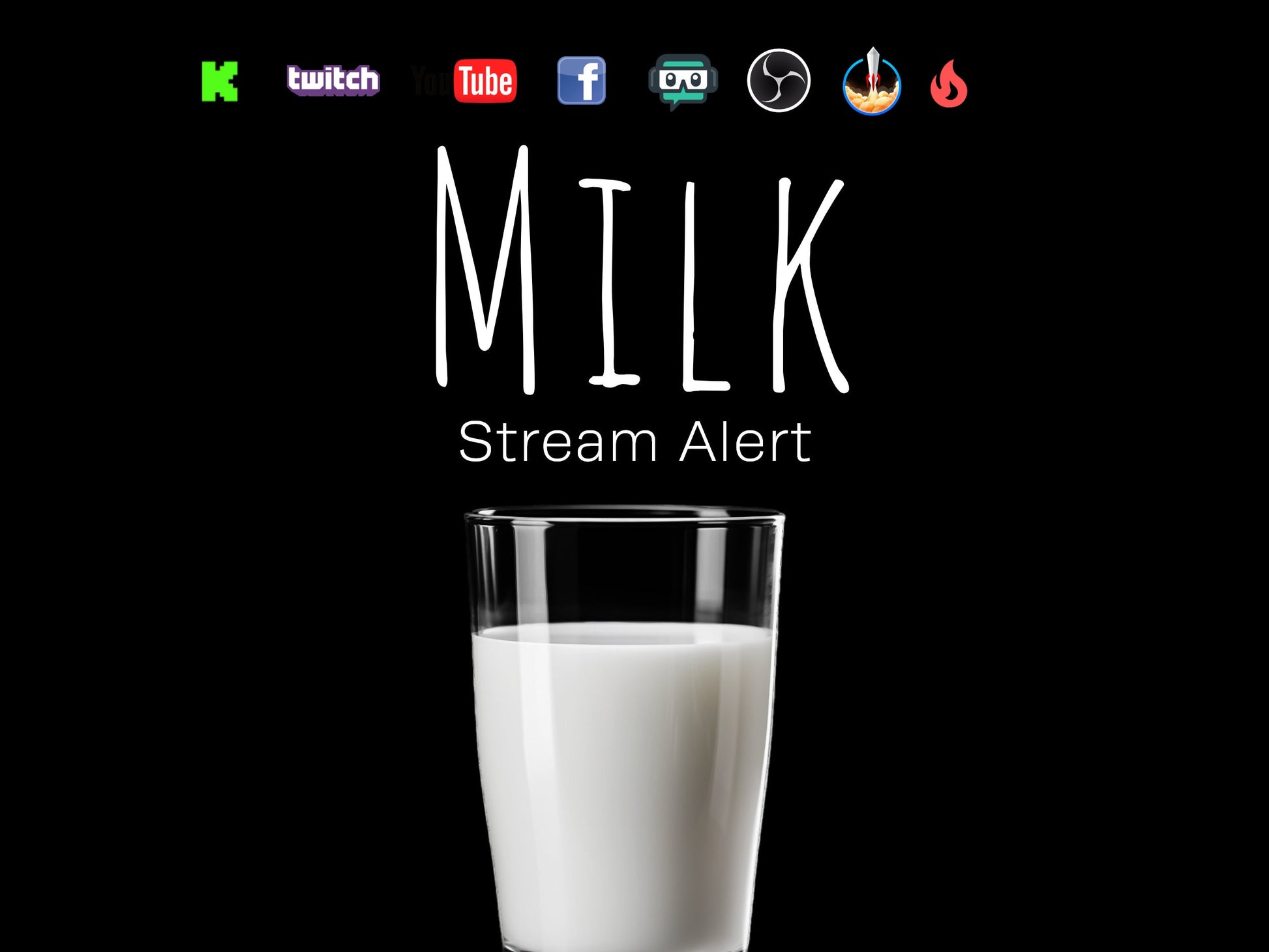 Milk Glass Stream Alert - Full Screen Animated Overlay w Transparent Background - 1920x1080 Dairy Downpour - Instant Download - Silly Effect