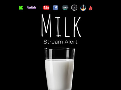 Milk Glass Stream Alert - Full Screen Animated Overlay w Transparent Background - 1920x1080 Dairy Downpour - Instant Download - Silly Effect