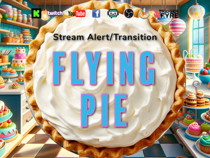 Flying Pie Stream Alert & Scene Transition Stinger - Full Screen Animated Overlay w Transparent Background - Instant Download - 1920x1080