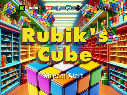 Rubik's Cube Stream Alert - Full Screen Animated Overlay with Transparent Background - 1920x1080 - Instant Download - Fun Puzzle Toy Effect