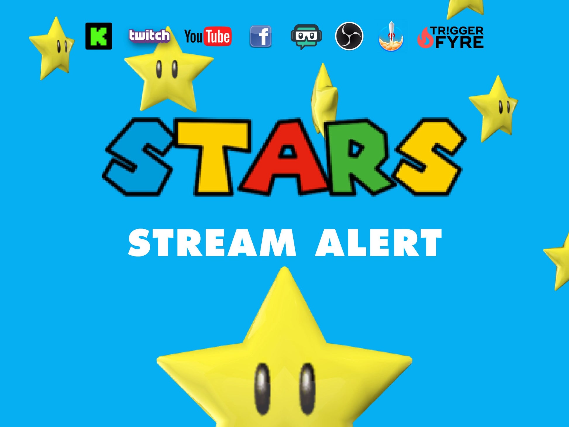 3D Stars Stream Alert - Full Screen Animated Overlay w/ Transparent Background - 1920x1080 - Instant Download and Easy To Setup - Fun Effect