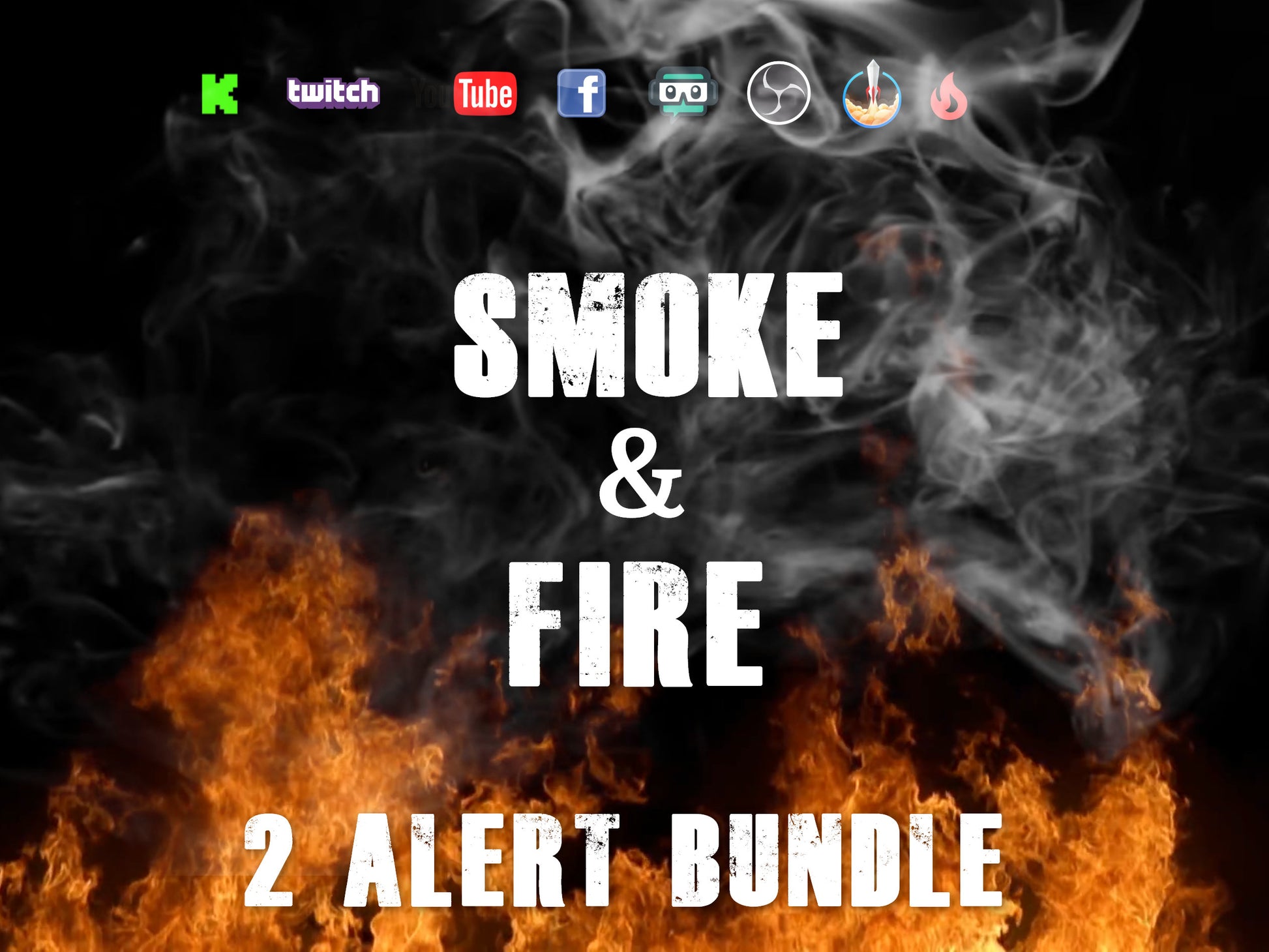 Smoke & Fire Stream Alert Pack - Bundle of 2 Effects - Full Screen Animated Overlays w Transparent Background - Instant Download - 1920x1080