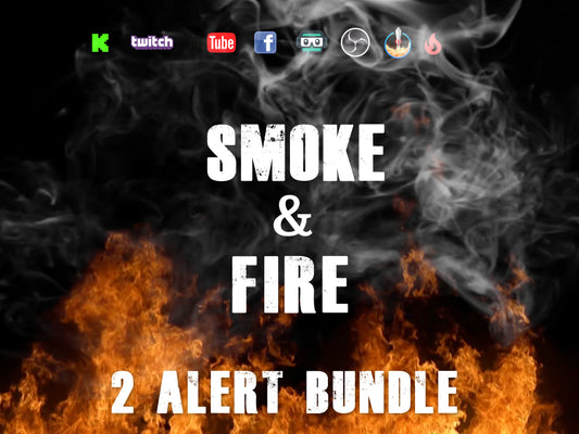 Smoke & Fire Stream Alert Pack - Bundle of 2 Effects - Full Screen Animated Overlays w Transparent Background - Instant Download - 1920x1080