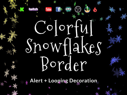 Colorful Snowflakes Border Bundle - 2 Effects - Stream Alert & Looping Decoration - Animated Overlay with Transparent Background - 1920x108