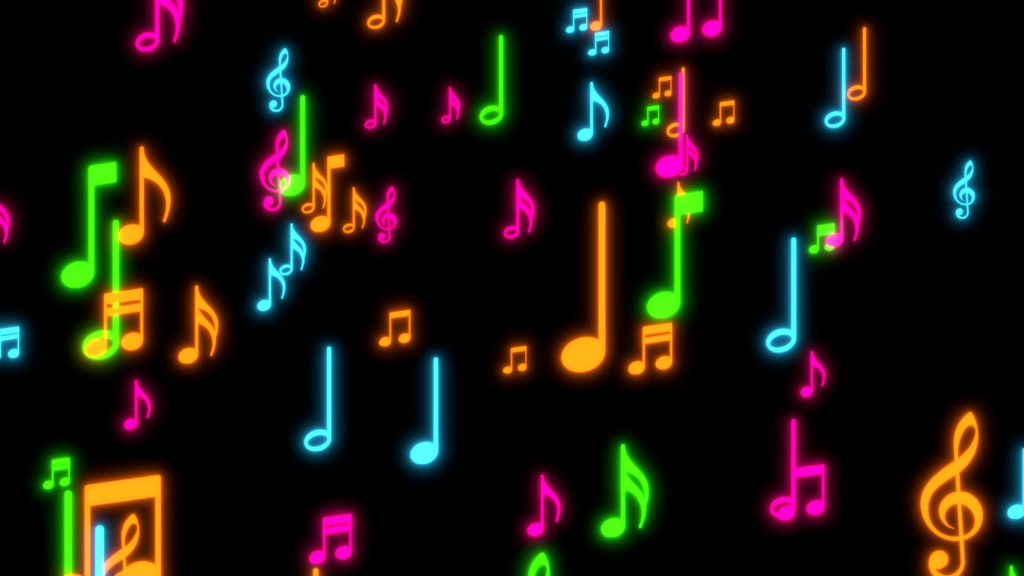 Neon Music Notes Stream Alert - Full Screen Animated Overlay with Transparent Background - 1920x1080 - Instant Download - Dance Party Effect