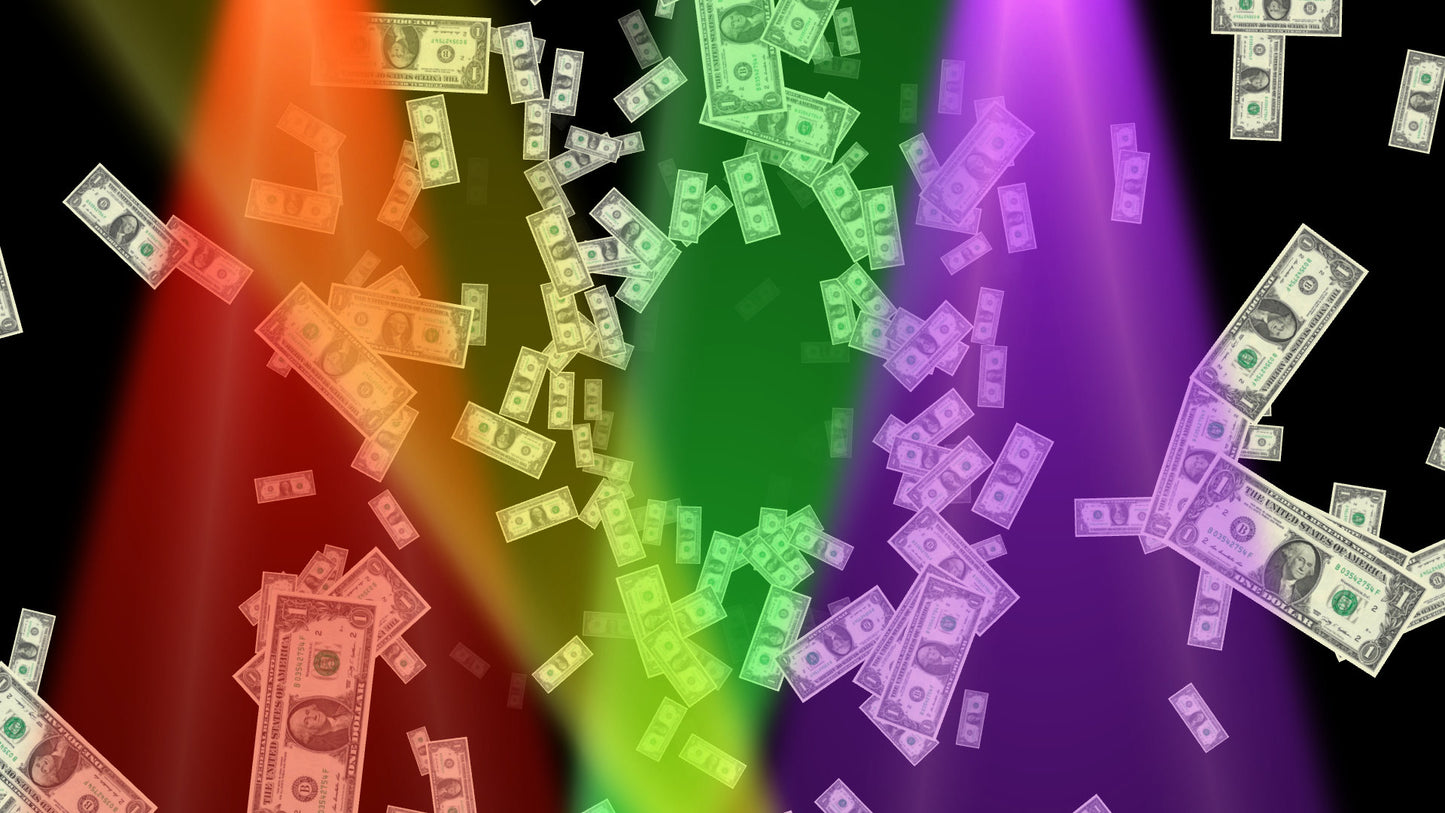 Club Cash Tip Stream Alert Pack - 2 Variations - Full Screen Animated Overlay w Transparent Background - Fun Rainbow Lights Donation Effect!