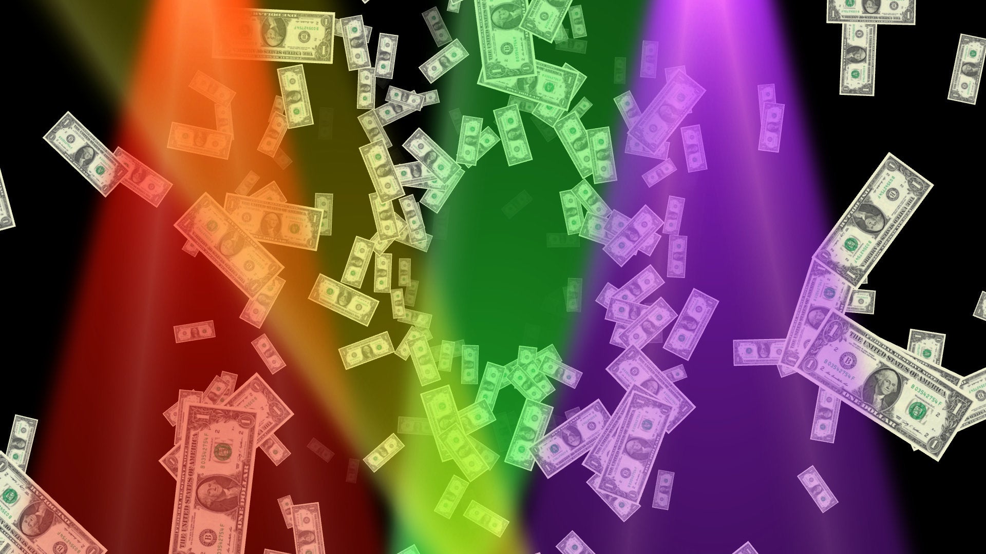 Club Cash Tip Stream Alert Pack - 2 Variations - Full Screen Animated Overlay w Transparent Background - Fun Rainbow Lights Donation Effect!