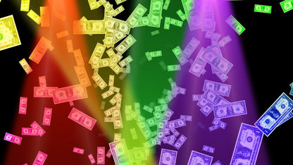 Club Cash Tip Stream Alert Pack - 2 Variations - Full Screen Animated Overlay w Transparent Background - Fun Rainbow Lights Donation Effect!