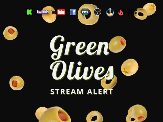 Green Olives Stream Alert - Animated Overlay w Transparent Background - Full Screen 1920x1080 - Instant Download - Fun Channel Point Redeem!