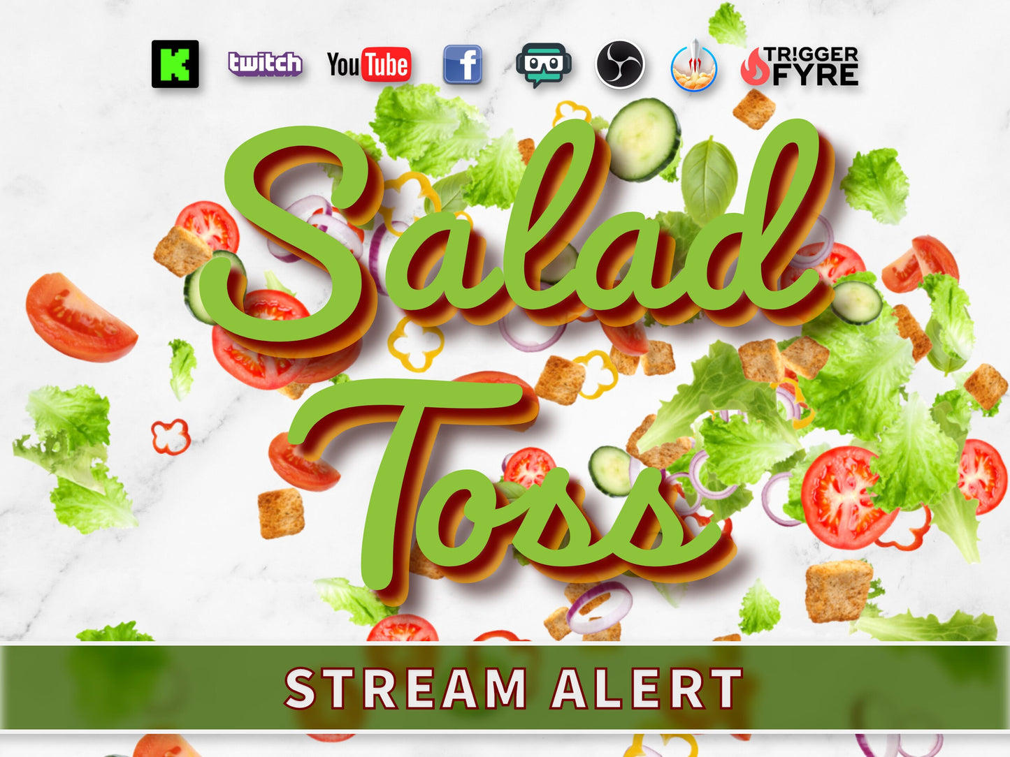 Salad Toss Stream Alert - Full Screen Animated Overlay w/ Transparent Background - 1920x1080 - Instant Download - Tutorial For Use Included