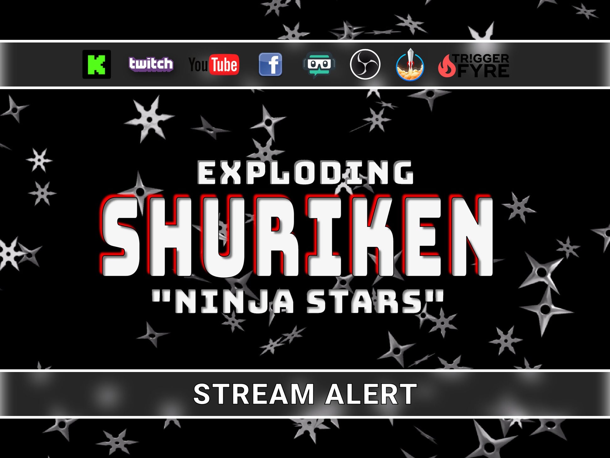 Exploding Shuriken Stream Alert - Ninja Stars Effect - Full Screen Animated Overlay w Transparent Background - 1920x1080 - Instant Download