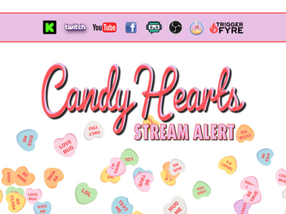 Candy Hearts Stream Alert - Full Screen Valentine Candy Effect - 1920x1080 Animated Overlay with Transparent Background - Instant Download