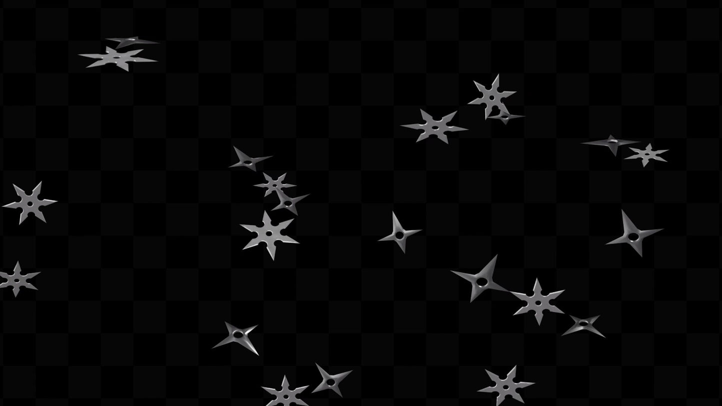 Flying Shuriken Stream Alert - Full Screen Animated Ninja Star Overlay w Transparent Background - 1920x1080 - Instant Download - Easy To Use