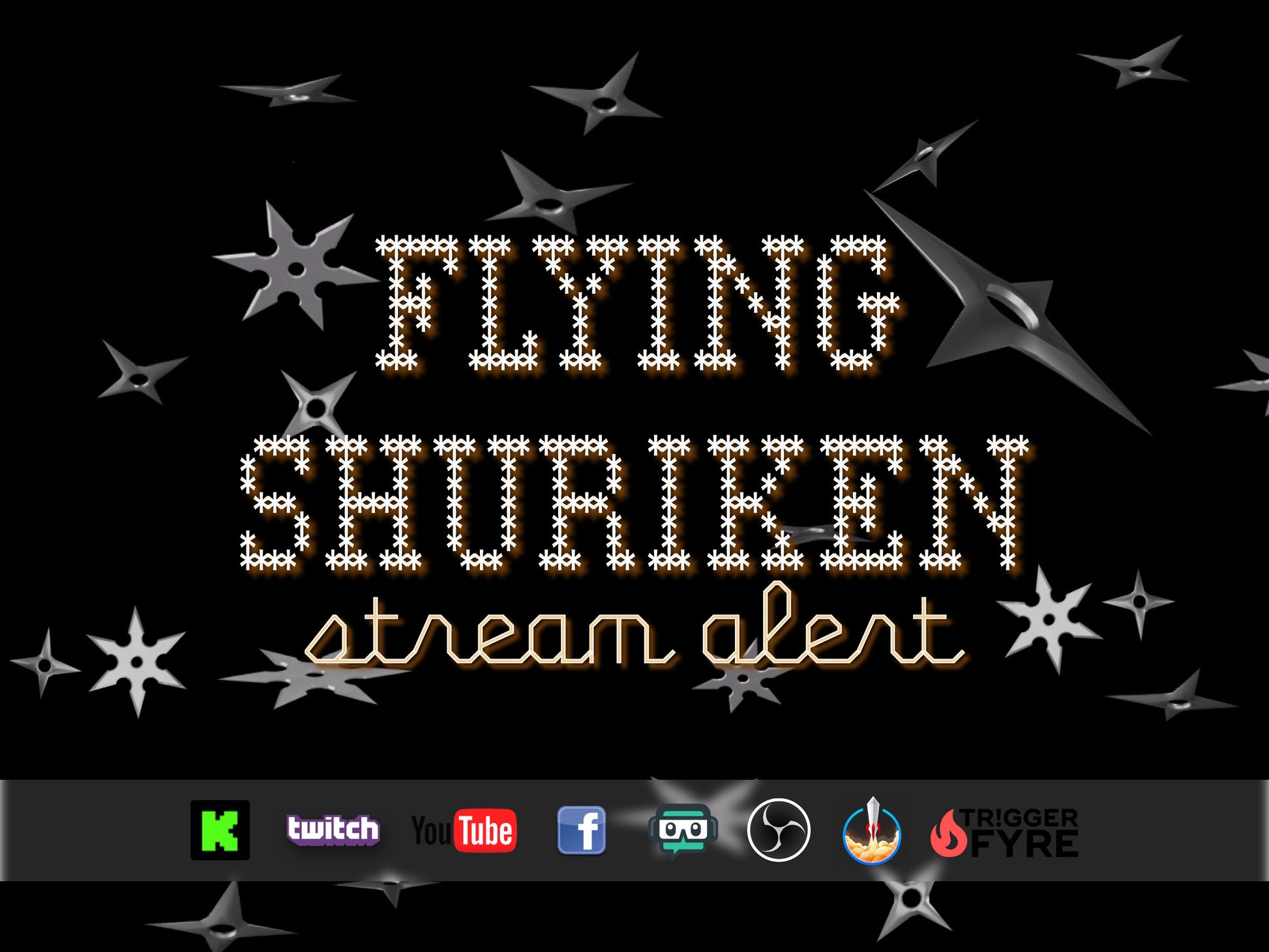 Flying Shuriken Stream Alert - Full Screen Animated Ninja Star Overlay w Transparent Background - 1920x1080 - Instant Download - Easy To Use