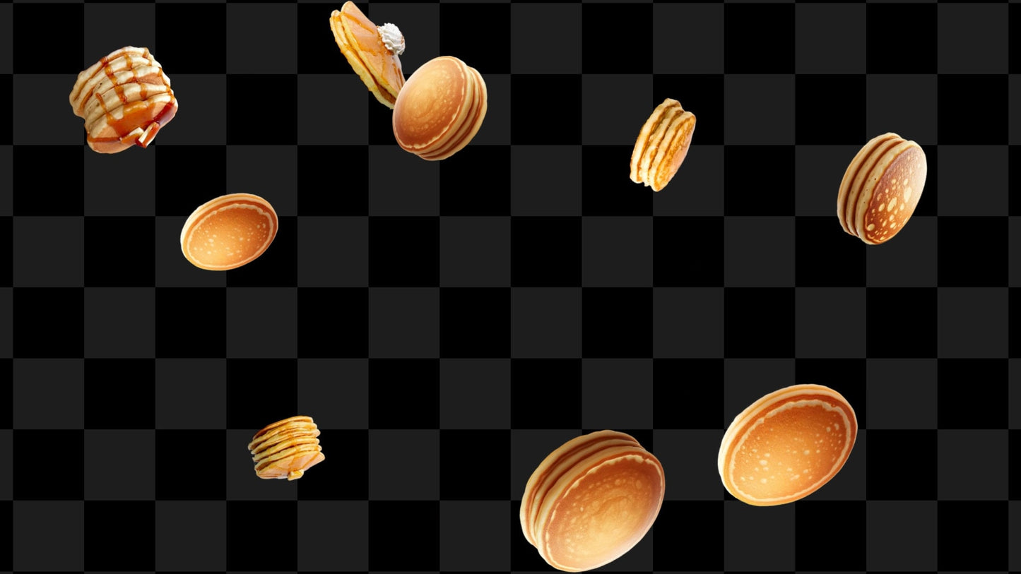 Pancake Shower Stream Alert - Full Screen Raining Flapjacks Effect - 1920x1080 Overlay with Transparent Background - Instant Download - Fun!